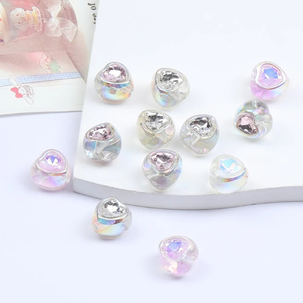 Design 100Pcs 14*14MM DIY Beads/Heart Shape/Acrylic Beads/Hand Made/Aurora Effect/Jewelry Findings & Components #17374
