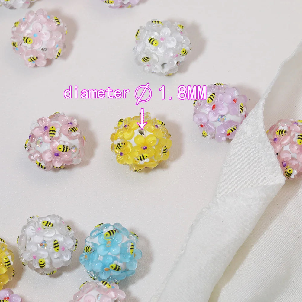Cordial Handmade 50Pcs 18*18MM DIY Fancy Bead/Flower Bees Effect/Jewelry Findings & Components/Polymer Clay Bead #18315