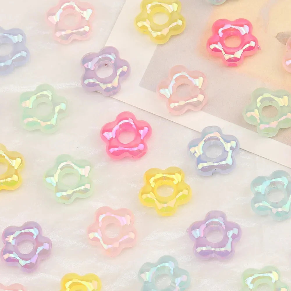 Design 100Pcs Jewelry Findings & Components/DIY Beads Making/Hand Made/Flower Shape/Aurora Matte Effect/Acrylic Bead