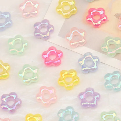 Design 100Pcs Jewelry Findings & Components/DIY Beads Making/Hand Made/Flower Shape/Aurora Matte Effect/Acrylic Bead