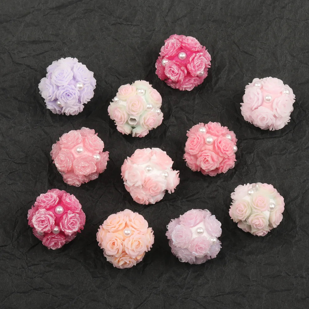 Design 50Pcs DIY Making/Fancy Beads/Round Shape/Polymer Clay Bead/Hand Made/Flower Bead/Jewelry Findings & Components