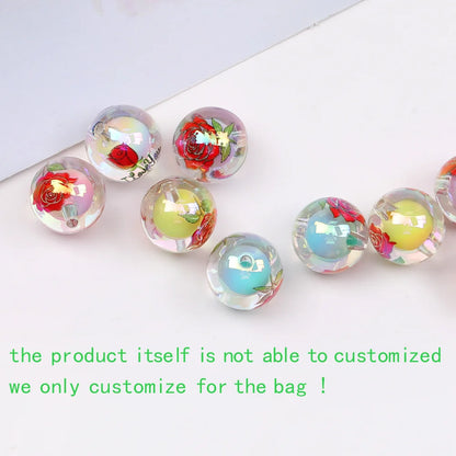 Design 100Pcs 16*16MM Acrylic Bead/Round Shape/Hand Made/Print Effect/DIY Beads/Jewelry Findings & Components #17754