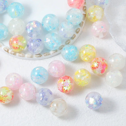 Handmade 100Pcs 16*16MM DIY Beads/Glitter Powder Effect/Hand Made/Jewelry Findings & Components/Round Shape/Resin #18522