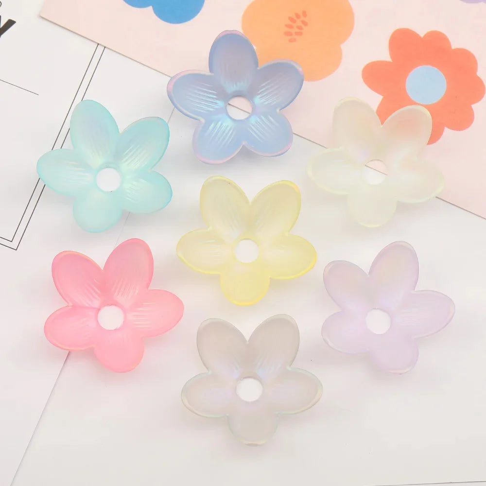 Design 100Pcs Jewelry Findings & Components/DIY Beads Making/Hand Made/Flower Shape/Aurora Matte Effect/Acrylic Bead
