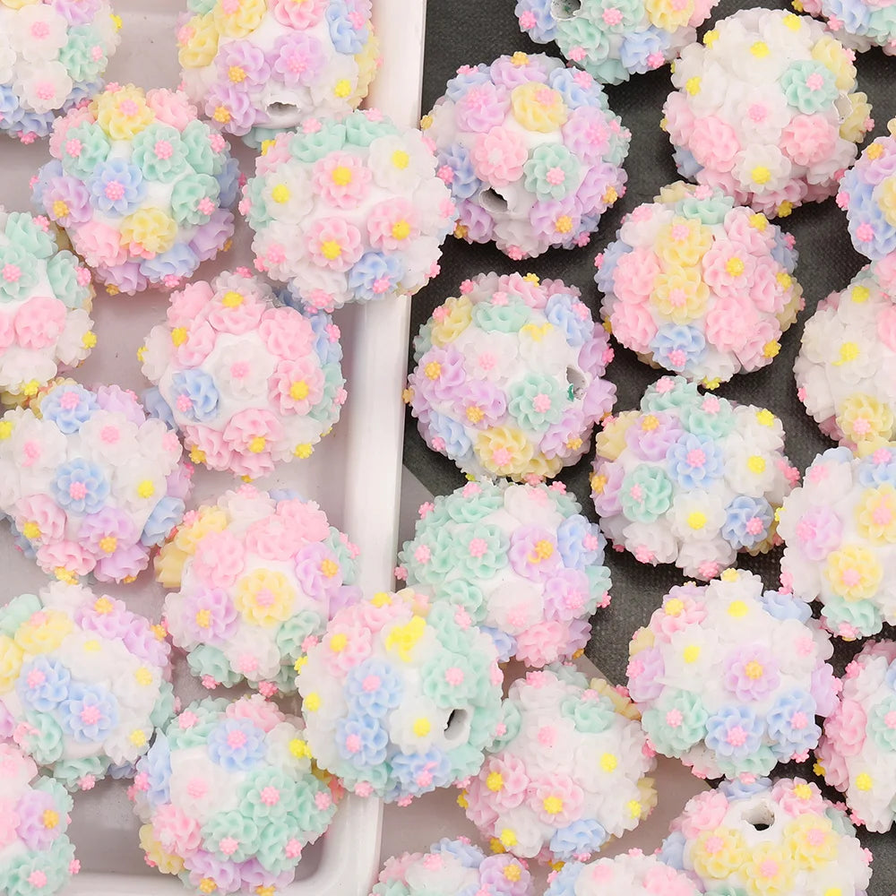 Design 50Pcs DIY Making/Fancy Beads/Round Shape/Polymer Clay Bead/Hand Made/Flower Bead/Jewelry Findings & Components