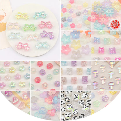 Design 100Pcs Jewelry Findings & Components/DIY Beads Making/Hand Made/Flower Shape/Aurora Matte Effect/Acrylic Bead