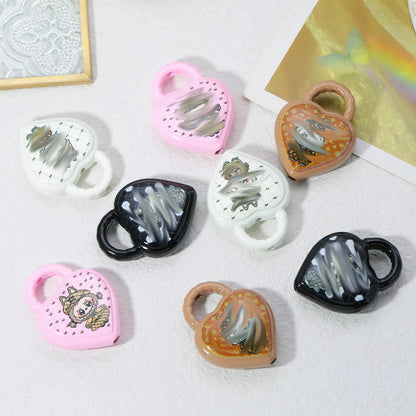 Design 50Pcs 30*39MM Jewelry Findings & Components/Print Effect/DIY Beads/Hand Made/Heart Shape/Acrylic Bead #18655