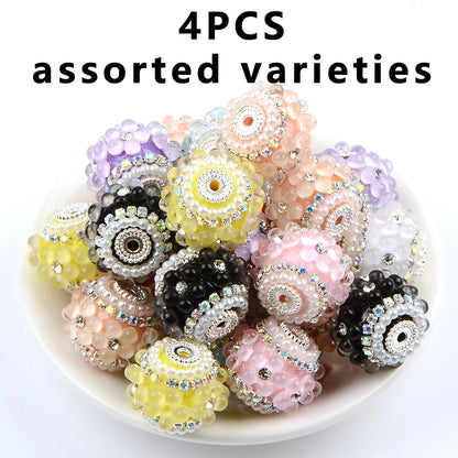 4pcs Creative flower Rhinestone large wheel bead Acrylic round beads for Jewelry Making supplies DIY Charms Bracelet Space beads