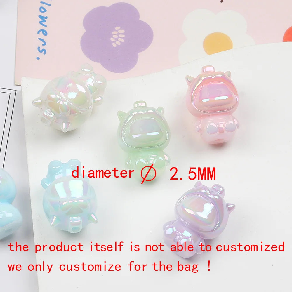 Design 100Pcs 20*29MM DIY Beads/Aurora Luminous Effect/Cartoon Shape/Hand Made/Jewelry Accessories/Acrylic Bead #17299