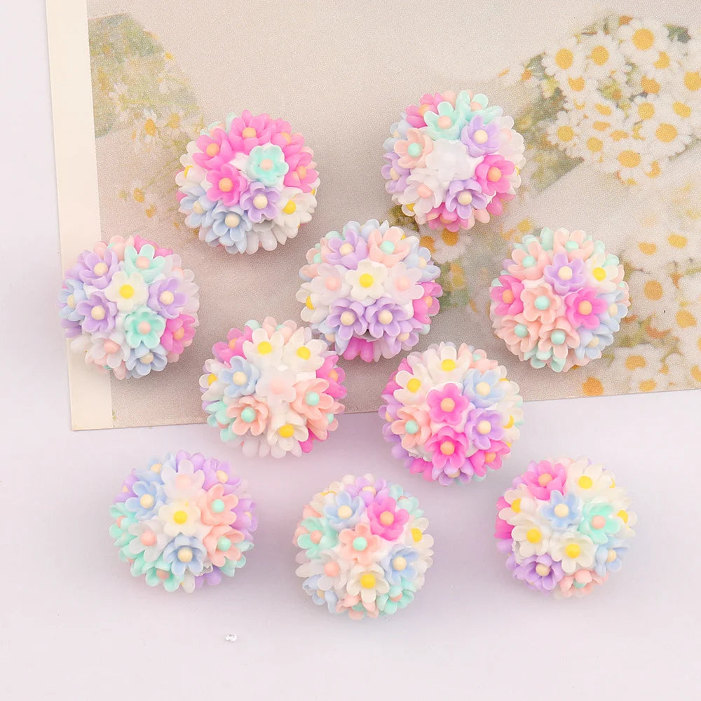 Design 50Pcs DIY Making/Fancy Beads/Round Shape/Polymer Clay Bead/Hand Made/Flower Bead/Jewelry Findings & Components