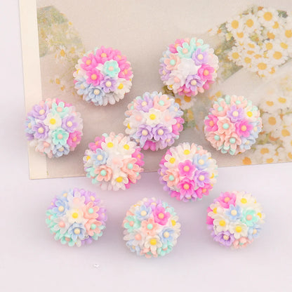 Design 50Pcs DIY Making/Fancy Beads/Round Shape/Polymer Clay Bead/Hand Made/Flower Bead/Jewelry Findings & Components