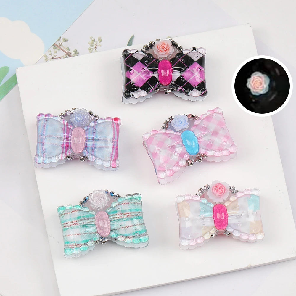 Design 20Pcs 26*39MM Fancy Bead/Hand Made/Jewelry Findings & Components/Rhinestone Effect/Bowknot Shape/DIY Beads #17842