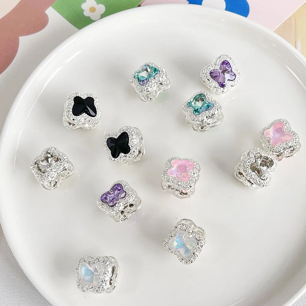Handmade 50Pcs 15*15MM Hand Made/DIY Beads/Rhinestone Effect/Jewelry Findings & Components/Butterfly Shape/Alloy #18794