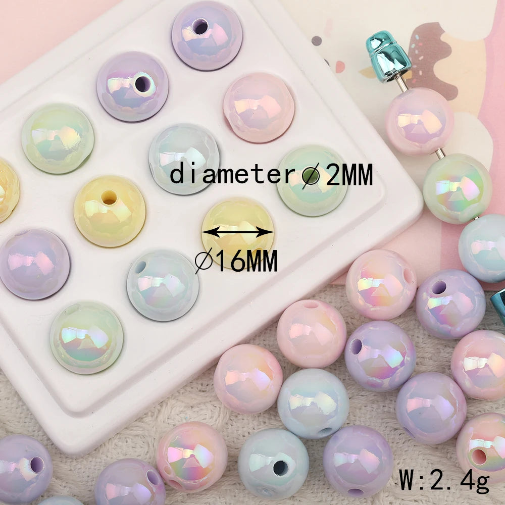 Design 16MM 100Pcs Hand Made Accessories/Acrylic Beads/Round Shape/Aurora Effect/DIY Parts/Jewelry Findings & Components