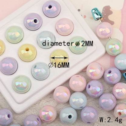Design 16MM 100Pcs Hand Made Accessories/Acrylic Beads/Round Shape/Aurora Effect/DIY Parts/Jewelry Findings & Components