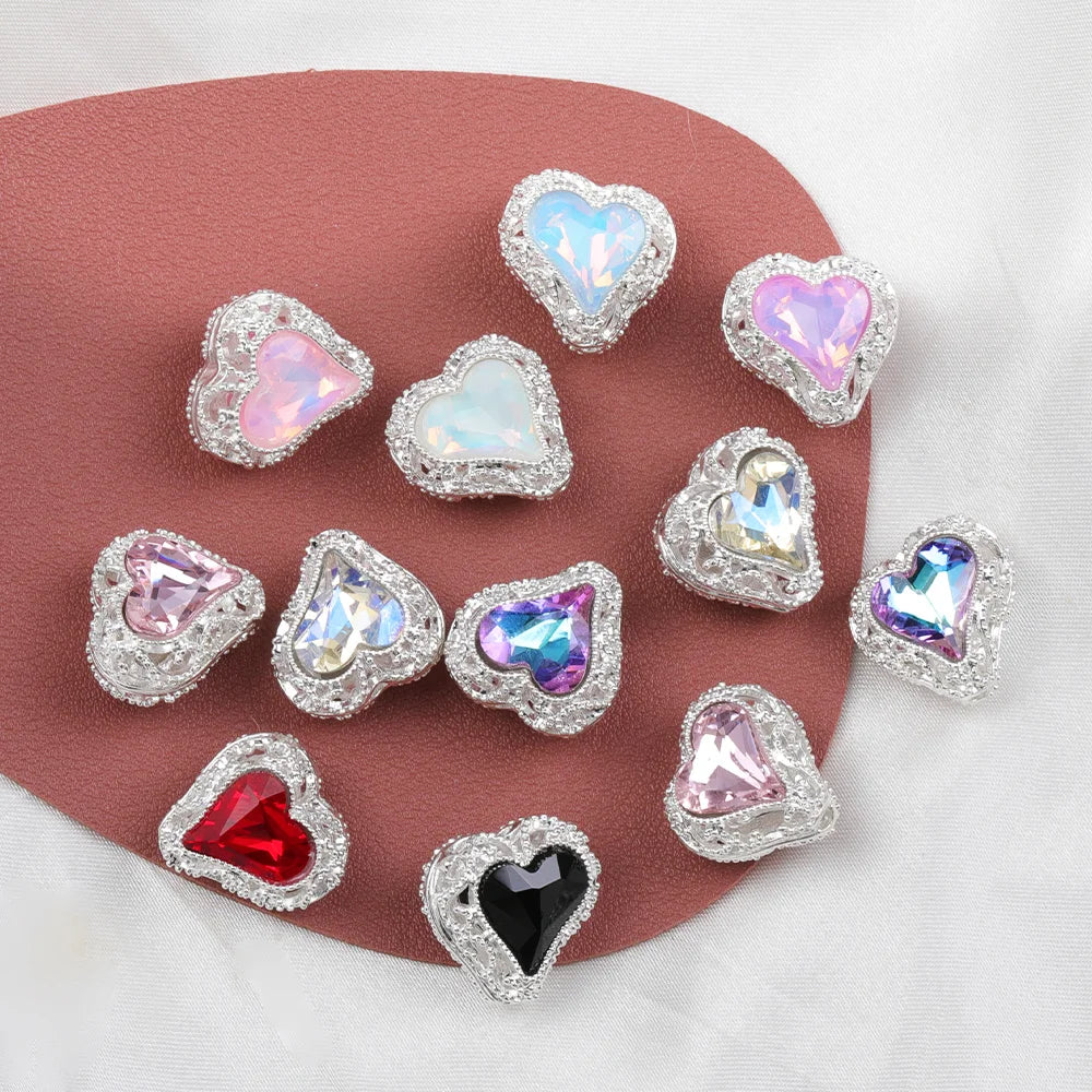 Handmade 40Pcs 19*20MM DIY Fancy Beads/Hand Made/Jewelry Accessories/Rhinestone Effect/Heart Shape/Alloy Beads #18304
