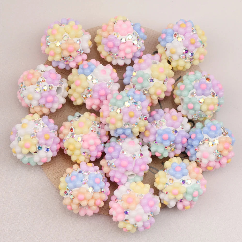 Design 50Pcs DIY Making/Fancy Beads/Round Shape/Polymer Clay Bead/Hand Made/Flower Bead/Jewelry Findings & Components