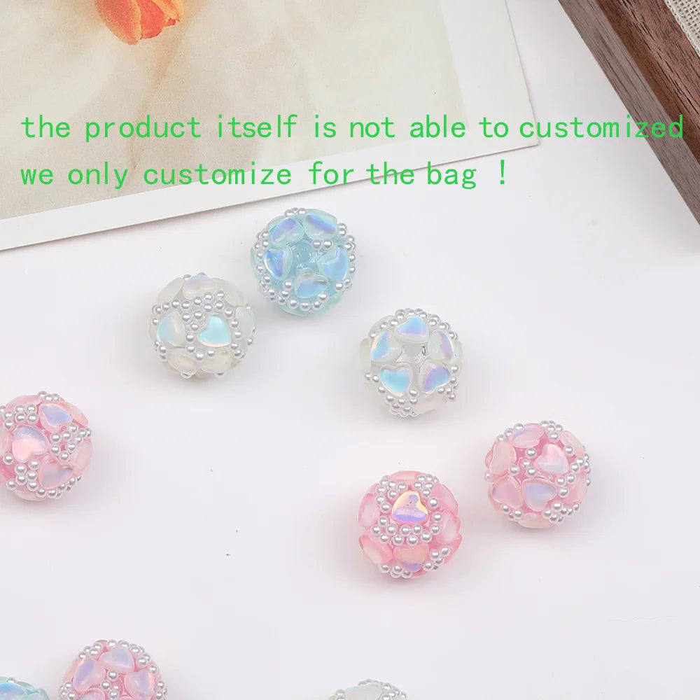 Design 50Pcs 16*16MM Acrylic Bead/Round Shape/Rhinestone Effect/DIY/Hand Made/Jewelry Findings & Components #17699