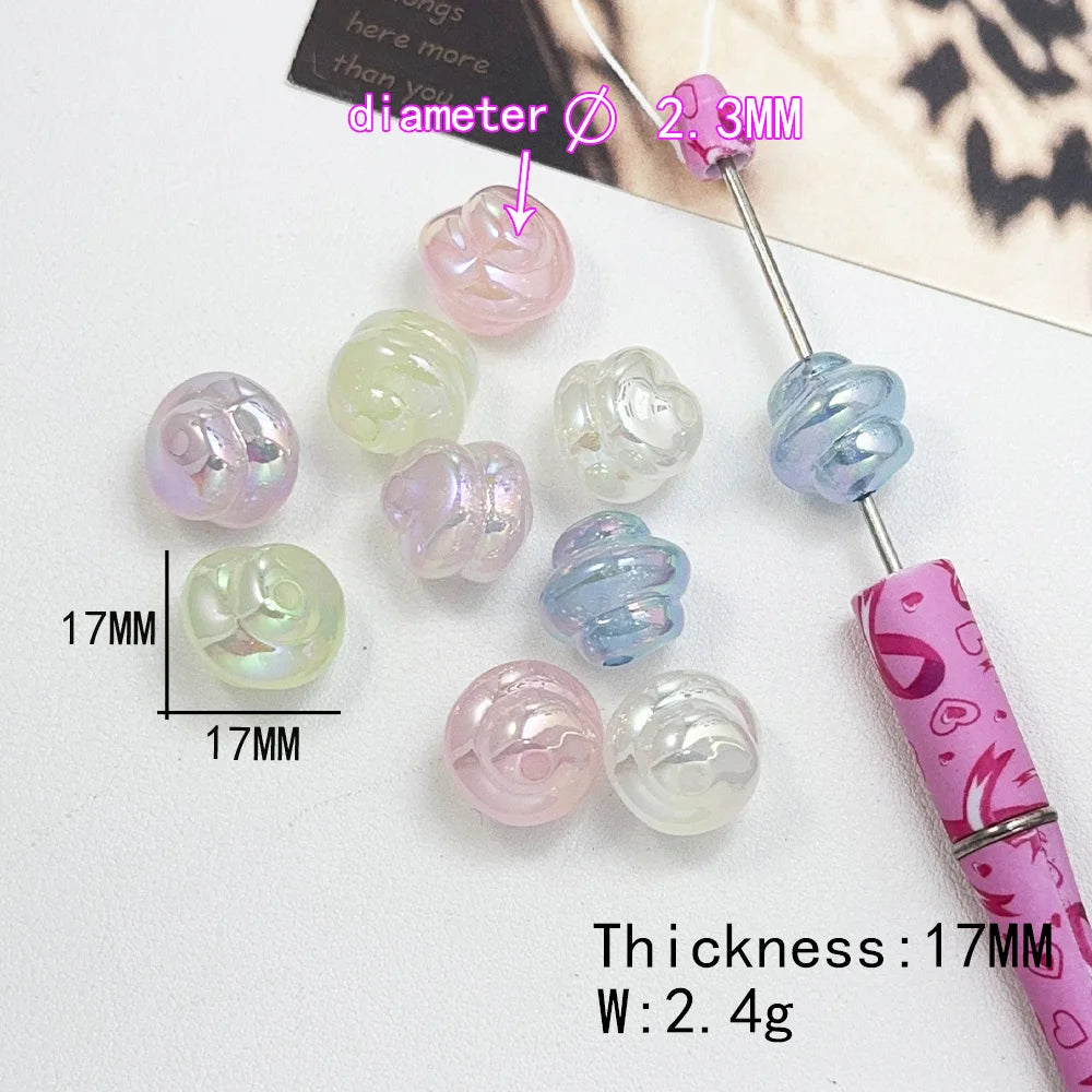 Design 100Pcs DIY Beads/Hand Made/Heart Flower Shape/Luminous Effect/Acrylic Bead/Jewelry Findings & Components #18127