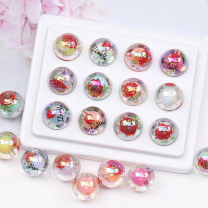 Design 100Pcs 16*16MM Acrylic Bead/Round Shape/Hand Made/Print Effect/DIY Beads/Jewelry Findings & Components #17754