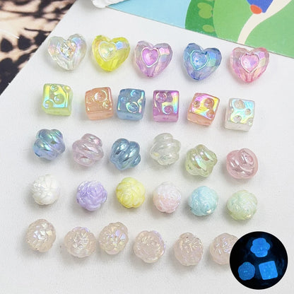 Design 100Pcs DIY Beads/Hand Made/Heart Flower Shape/Luminous Effect/Acrylic Bead/Jewelry Findings & Components #18127