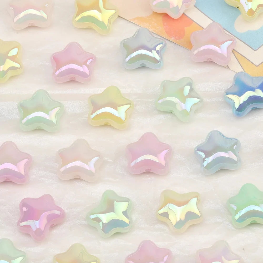 Design 100Pcs Jewelry Findings & Components/DIY Beads Making/Hand Made/Flower Shape/Aurora Matte Effect/Acrylic Bead