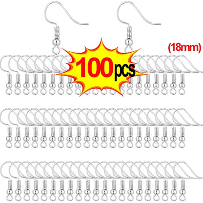 Stainless Steel Earrings Clasps Hook Fittings DIY Jewelry Making Iron Hook Earwire Ear Plug Earring Findings Gold Silver Jewelry