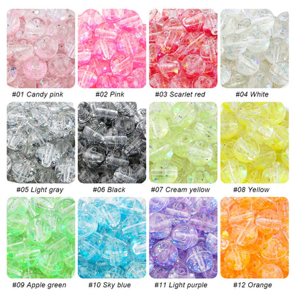 50pcs Transparent Oil Liquid Beads Quicksand Water Core Round Acrylic Beads Diy Jewelry Necklace Bracelet Keychain Accessories