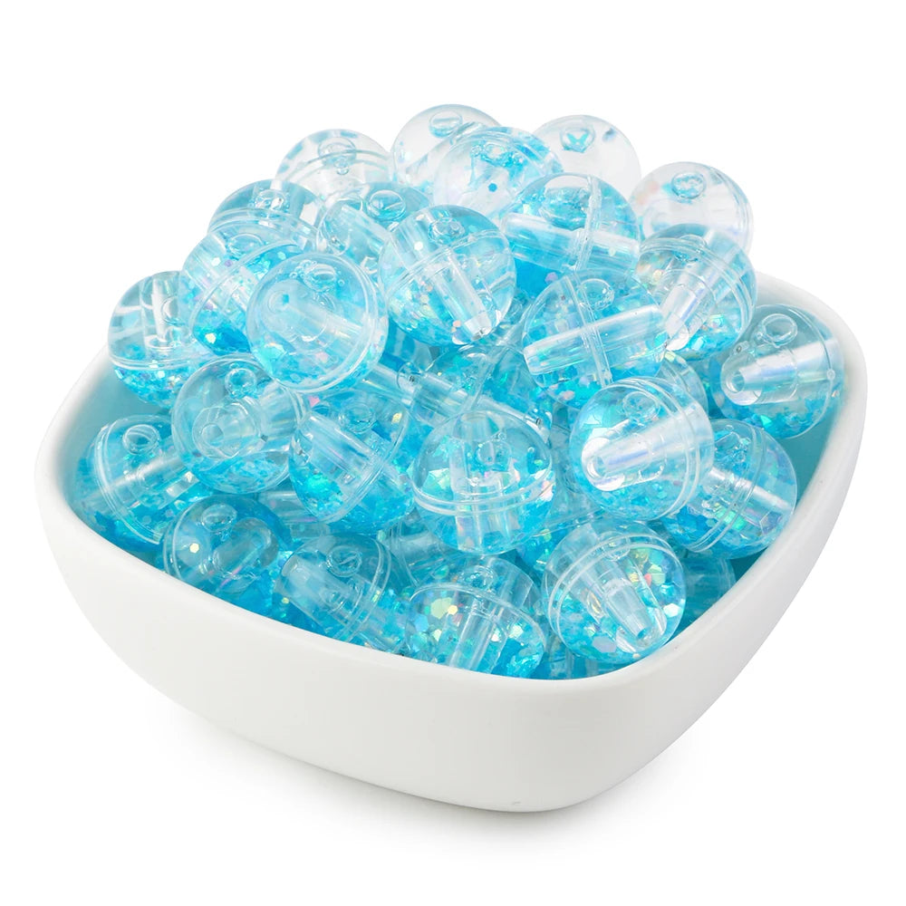 50pcs Transparent Oil Liquid Beads Quicksand Water Core Round Acrylic Beads Diy Jewelry Necklace Bracelet Keychain Accessories