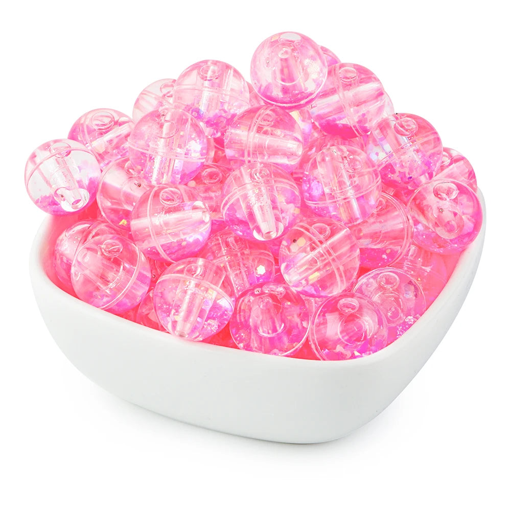 50pcs Transparent Oil Liquid Beads Quicksand Water Core Round Acrylic Beads Diy Jewelry Necklace Bracelet Keychain Accessories