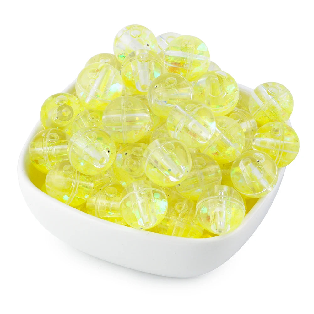 50pcs Transparent Oil Liquid Beads Quicksand Water Core Round Acrylic Beads Diy Jewelry Necklace Bracelet Keychain Accessories