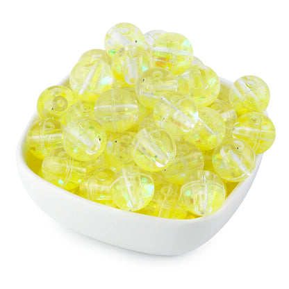 50pcs Transparent Oil Liquid Beads Quicksand Water Core Round Acrylic Beads Diy Jewelry Necklace Bracelet Keychain Accessories