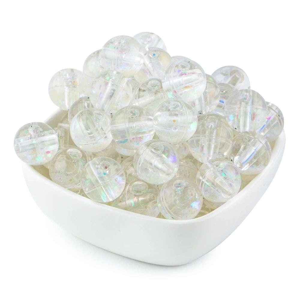 50pcs Transparent Oil Liquid Beads Quicksand Water Core Round Acrylic Beads Diy Jewelry Necklace Bracelet Keychain Accessories