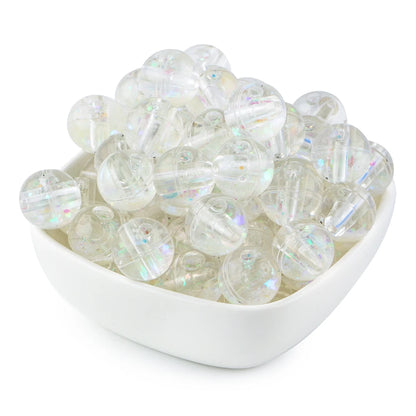 50pcs Transparent Oil Liquid Beads Quicksand Water Core Round Acrylic Beads Diy Jewelry Necklace Bracelet Keychain Accessories