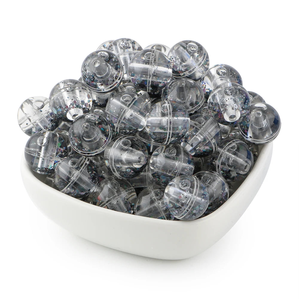 50pcs Transparent Oil Liquid Beads Quicksand Water Core Round Acrylic Beads Diy Jewelry Necklace Bracelet Keychain Accessories
