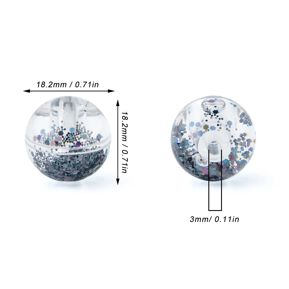 50pcs Transparent Oil Liquid Beads Quicksand Water Core Round Acrylic Beads Diy Jewelry Necklace Bracelet Keychain Accessories