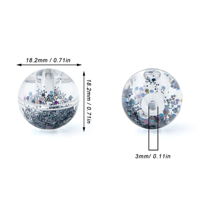 50pcs Transparent Oil Liquid Beads Quicksand Water Core Round Acrylic Beads Diy Jewelry Necklace Bracelet Keychain Accessories