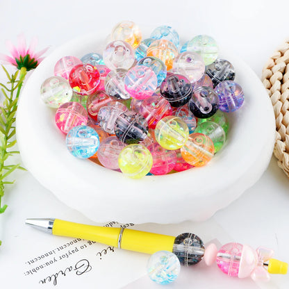 50pcs Transparent Oil Liquid Beads Quicksand Water Core Round Acrylic Beads Diy Jewelry Necklace Bracelet Keychain Accessories