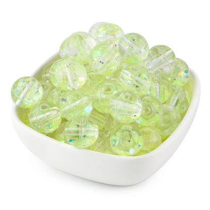 50pcs Transparent Oil Liquid Beads Quicksand Water Core Round Acrylic Beads Diy Jewelry Necklace Bracelet Keychain Accessories