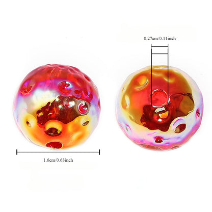50pcs Vibrant Electroplated Acrylic Moon Beads - Iridescent & Glossy, Perfect for DIY Jewelry, Phone Chains & Pen Accessories