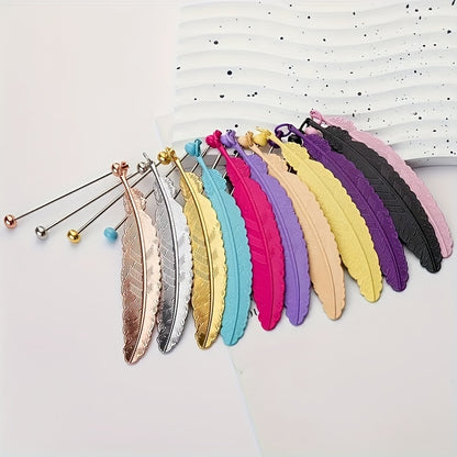 10pcs/ 20pcs Beaded Bookmark Colorful Feather Bookmark Creative DIY Kit for Beaded Gifts and Office Supplies