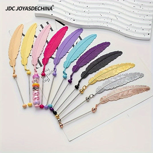 10pcs/ 20pcs Beaded Bookmark Colorful Feather Bookmark Creative DIY Kit for Beaded Gifts and Office Supplies
