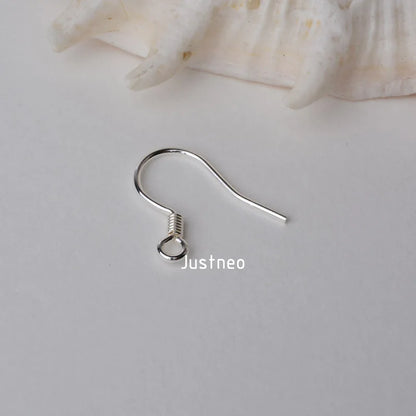 ear hook,0.8x15x16mm solid 925 sterling silver earring hooks with coil & open loop, sterling silver earring findings components