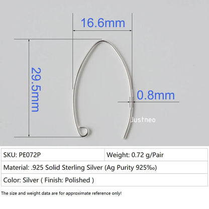 ear hook, solid 925 sterling silver earring wire hooks, sterling silver earring findings components