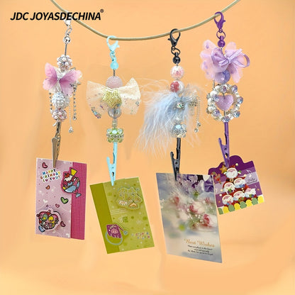 Set of 5/ 10pcs beadable blank bracelet helpers, beaded card clip, beadable blanks for handmade gifts, make your own card clips, beadable keychains